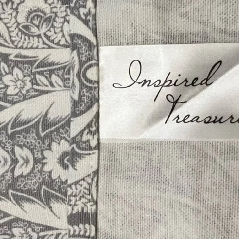 Inspired Treasures Cotton Napkins Grey White Paisley Floral BOHO Cottagecore 19